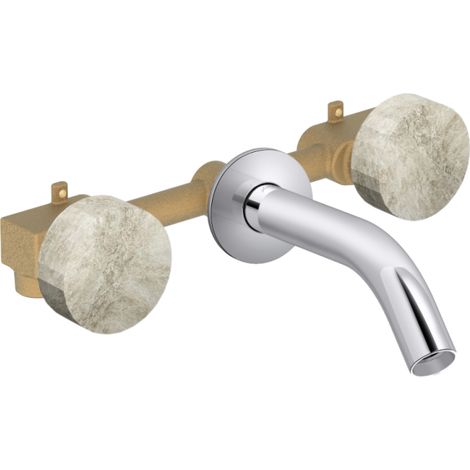 Pack mélangeur lavabo encastré 3 trous JACOB DELAFON Grands Boulevards douceur minérale et chromé
