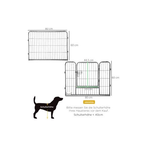 Parc pour chiots en acier de 60 cm avec 16 panneaux modulables et 2 portes pour maison, jardin et terrasse (1/5)
