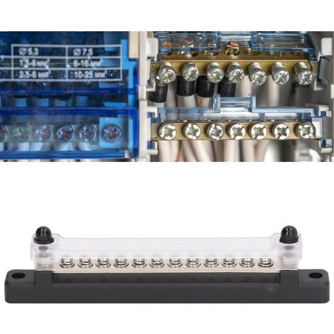 12-Circuit Power Distribution Box with Fuses, 150A Busbar and Protective Cover (1/5)