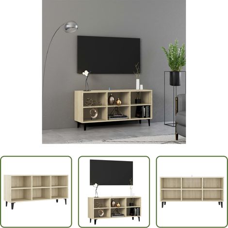 Meuble tv chêne sonoma - Meuble TV avec pieds en métal Chêne sonoma 103,5x30x50 cm (1/5)