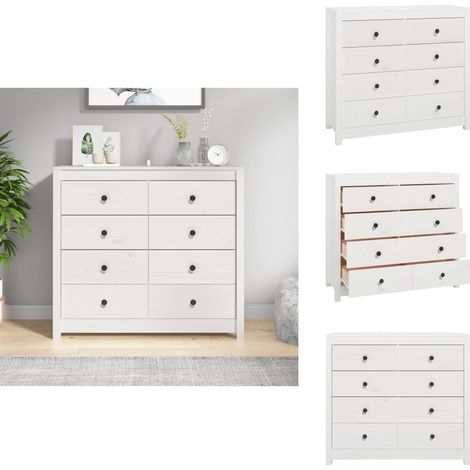 Armoire latérale Blanc 100x40x90 cm Bois de pin massif - Meuble De Rangement - Buffet - Commode - Armoire Blanche - Bois De Pin (1/5)