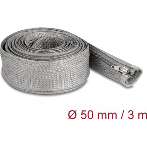Delock Manga trenzada con cierre de cremallera resistente al calor 3 m x 50 mm gris