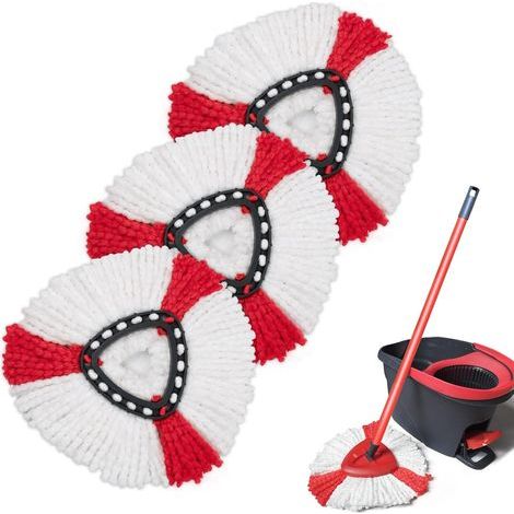 Compatible with the Easywring simple twist system, O-Ceda replacement brush head pack (pack of 3, red and white) (1/5)