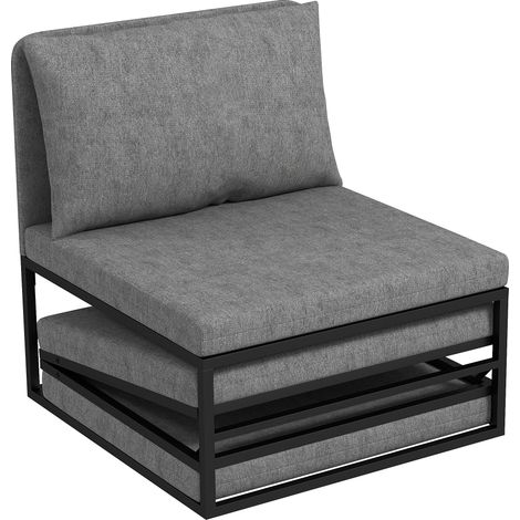 Fauteuil chauffeuse convertible avec coussin BERLIOZ gris et noir (1/5)
