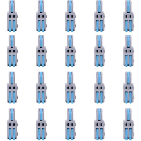 20 Pièces Borne Rapide T-Shape 1 Entrée 2 Sorties Connecteur Electrique à Pousser Diviseur Câble SPLF12A (Bleu) (1/5)