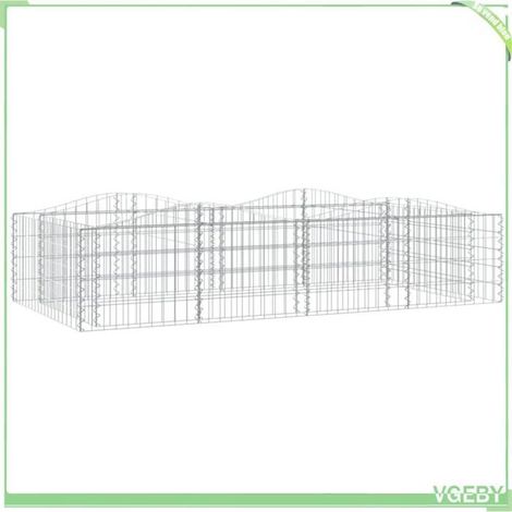 Lit surélevé à gabions - FAFEICY - 153550 - arqué - 200x100x50 cm - fer galvanisé (1/4)