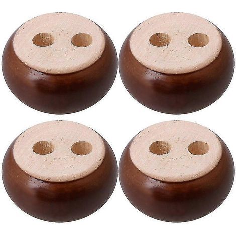 Set of 4 round, flat wooden furniture legs, 3 x 7 cm, walnut color WS6069 (1/3)