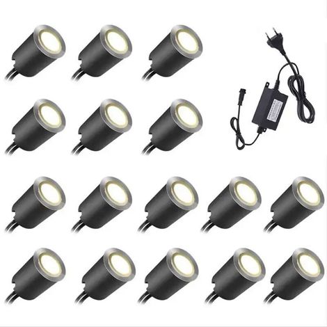 Recessed Outdoor Spotlight, IP67 Mini LED Spotlight ø32mm, Recessed Outdoor Spotlights for Wooden Terrace, Swimming Pool, Garden, Stairs, Wooden Deck (With EU Plug)