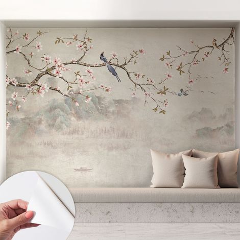 Papier peint autocollant Mural avec colle pour salon et chambre Décoration murale rapide Paysage oriental 208x146 cm (1/5)