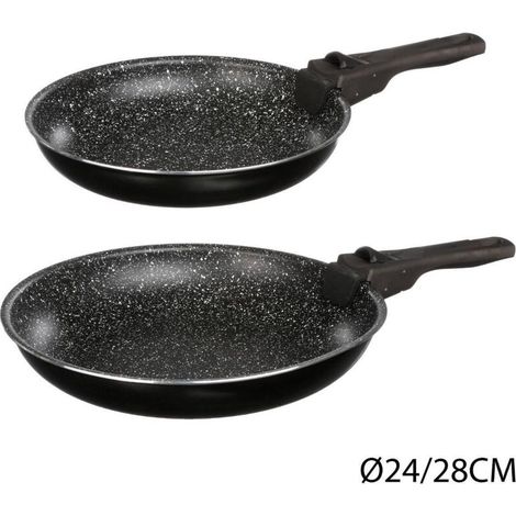 Lot de 2 grandes Poêles avec 1 poignée amovible (1/5)