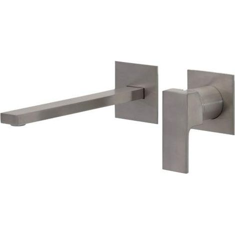 Miscelatore lavabo a parete acciaio spazzolato Gattoni SQUARE 2537/25NS  200 mm - Acciaio Spazzolato (1/2)
