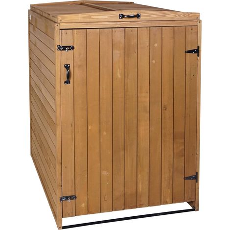 Copribidone box spazzatura rifiuti HHG-981 98x80x126cm legno abete marrone