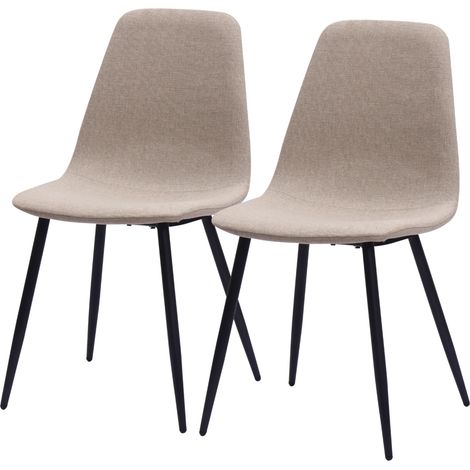 Lot de 2 chaises de salle à manger en tissu beige et beige clair, style nordique minimaliste, piètement en métal, montage rapide pour cuisine ou bureau CHICFURN (1/5)