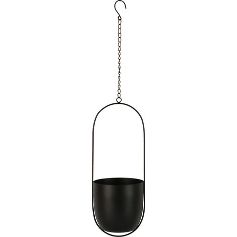 Vaso Pensile Celle in Metallo Nero — 15,5×14,5×37,5 cm