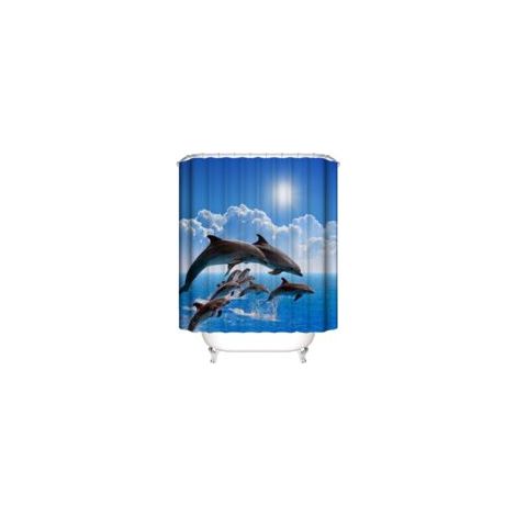 Delfin-Duschvorhang 180x180 cm, Tier-Duschvorhang - Crezuo