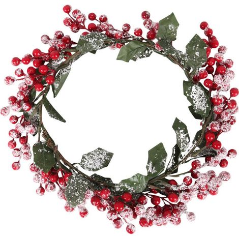 Ghirlanda natalizia di sorbo innevato - Decorazione per tavolo o porta, 30 cm (1/2)