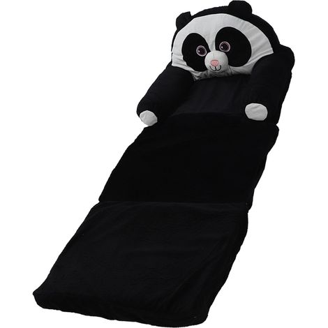 Canapé pliable pour enfants, motif panda mignon, peluche courte et douce, confortable et portable. (1/5)