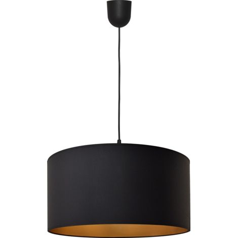 Helam ALBA Plafonnier Suspension Cylindrique Noir, Or 40cm