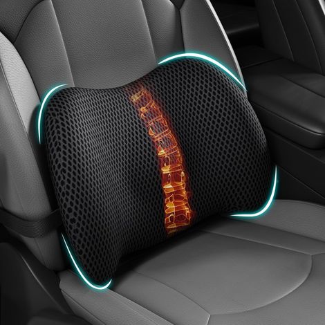 Cuscino lombare ergonomico in memory foam per auto (per guida, sedie da ufficio e sedie a rotelle) con cinturino regolabile. (1/5)