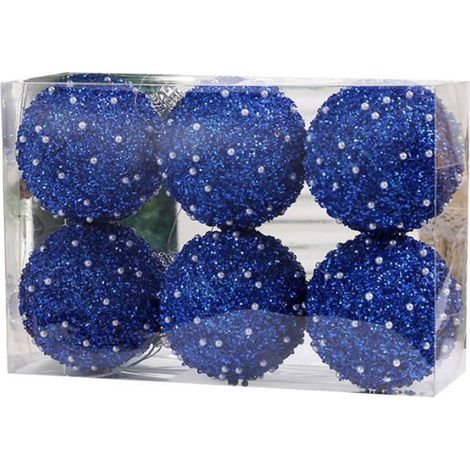 Boule Decoration Noel - Mousse - 24 cm - Avec Corde Suspension - Lot de 6 (1/4)