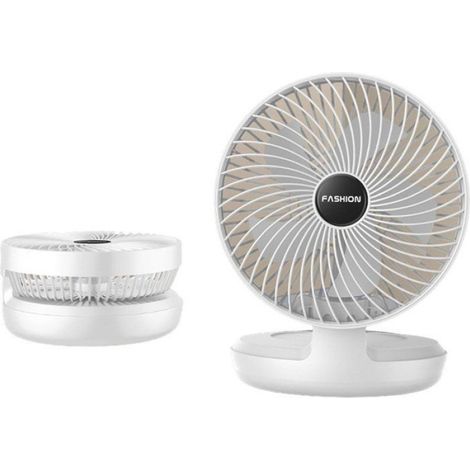 Ventilateur De Table - 90° Pliable - Alimentation Sans Fil Et Rechargeable - Crochet De Fixation Murale - Blanc - 1 Pièce (1/4)