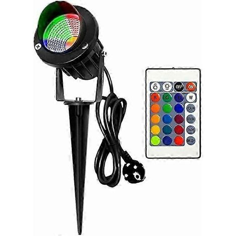 Projecteur extérieur LED RGB, éclairage de jardin de 10,2 m/33,46 pi, avec prise, éclairage extérieur, lampe COB étanche IP65 12 V 24 W. (1/3)