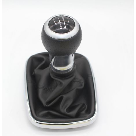 Kit de protection anti-poussière pour pommeaux de levier de vitesse Volkswagen Golf et Bora, accessoires de modification du pommeau de levier de vitesse, cuir à coutures rouges + pommeau rond rouge, k (1/4)