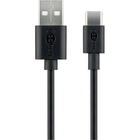 Goobay USB-Kabel  USB 2.0 USB-C® Stecker, USB-A Stecker 1.00 m Schwarz animierter Ladevorgang 45735 (1/3)