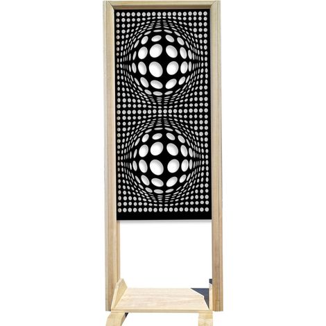 BALLS - Paravent modulable - 70x190 cm - en bois et PVC - Couleur : noir