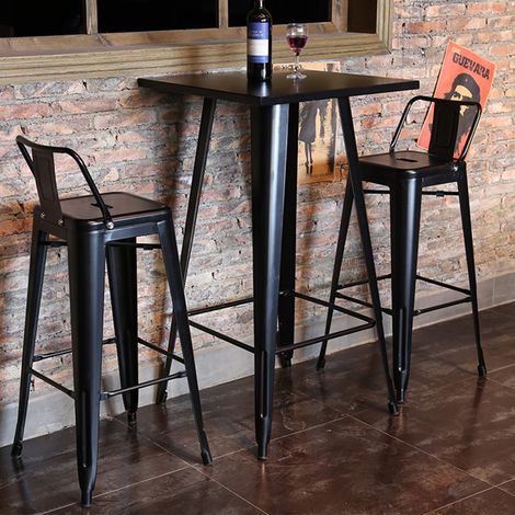 Stehtisch und Bar,Industrial Style, Esstisch für Küche oder Bar, 60×60×103cm,Schwarz
