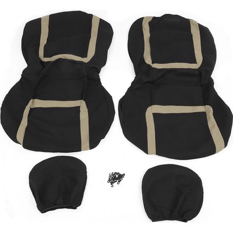 4 pièces Housse de Siège Auto Universelle Lot Protection Intérieure Décoration 4 Saisons (Beige Noir) (1/5)