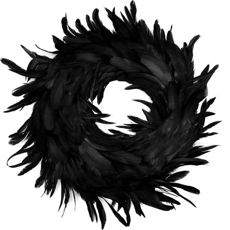 Couronne De Plumes - 35 Cm - Decoration Halloween Porte Entree Salon Chambre - Accessoire Photo Fete - 1 Piece (1/5)