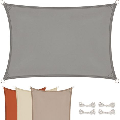 Voile d'ombrage rectangulaire imperméable et anti-UV - 3 x 4 m - Gris - Linxor