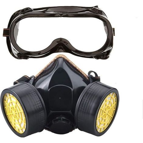 Masque Respiratoire, Kit Masque Protection Respiratoire Réutilisable, Anti Poussière, Anti Gaz Masque Chimique avec Lunettes de Protection pour Peinture Travaux, Bricolage Ponçage (1/5)