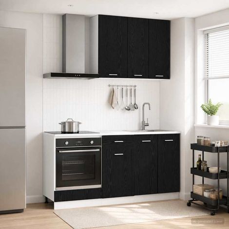 Ensemble de meubles de cuisine 5 pièces en bois d’ingénierie chêne noir - PANGIVO (1/5)
