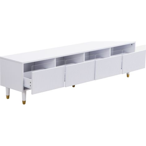 Mueble TV blanco moderno 178 cm con 4 cajones, MDF y acrílico, para salón (1/5)