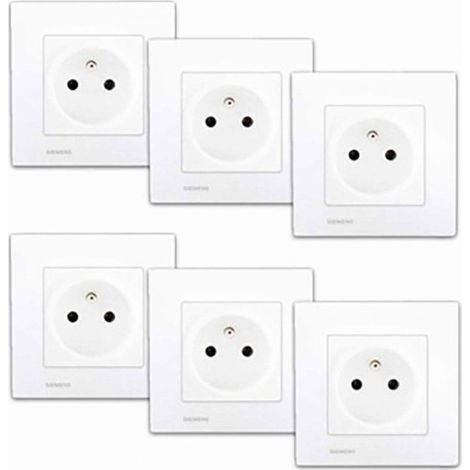Lot de 6 Prises 2P+T BLANC Siemens DELTA VIVA (1/3)