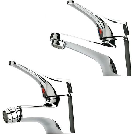 Set miscelatori lavabo e bidet cromati Piralla Ariel scarico incluso (1/5)