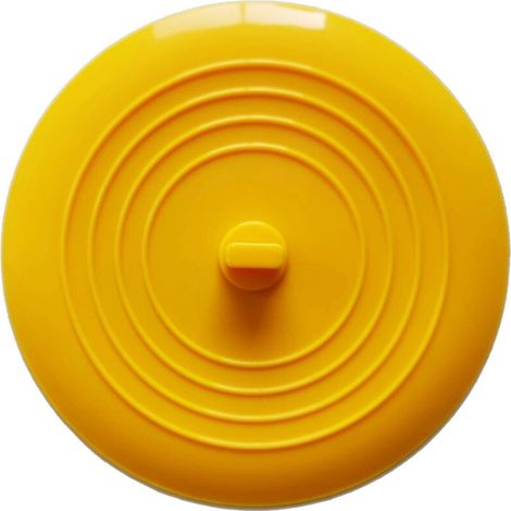 Bouchon de baignoire en silicone, 15,3 cm de diamètre, pour cuisines, salles de bains et buanderies, bouchon de vidange universel (1 pièce, jaune)