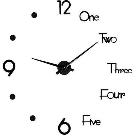 pair Grande Horloge Murale 3D Moderne, Grande Horloge Murale 3D, Grande Horloge Murale 3D DIY, pour Décoration de Bar de Couloir de Chambre à Coucher de Bureau à Domicile (Noir) (1/5)