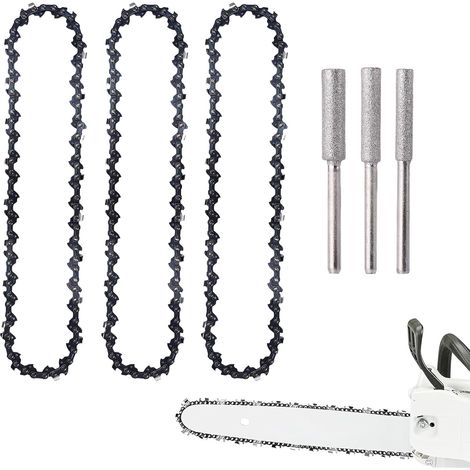 Lot de 3 Chaîne de Tronçonneuse, 1,1 mm à Faible Rebond, 3/8" LP 40 Maillons de Conduite, Chaîne Barre de 10 Pouces, Compatible avec Makita DUC254Z, Einhell-GE-LC 18/25 Li et Plus (1/5)