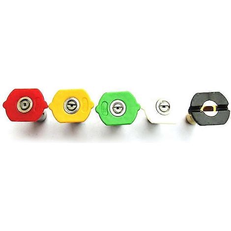 Kit de buses pour nettoyeur haute pression, 5 couleurs, formes en éventail (0, 15, 25 et 40 degrés). Embouts pour nettoyeur haute pression.