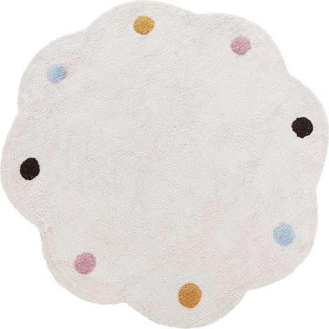 Tappeto per bambini Cotone Animale Irregolare Forma Rotonda Macchie Multicolore ø 120 cm Tessuto a mano Beige Chiaro Durevi (1/5)