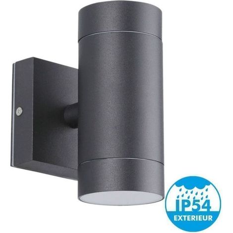 Eclairage Design – Applique extérieure noire double faisceau GU10 IP54 – Fonte d'aluminium – 15.3 cm – Alimentation 220 V – Installation facile normes CE (1/5)