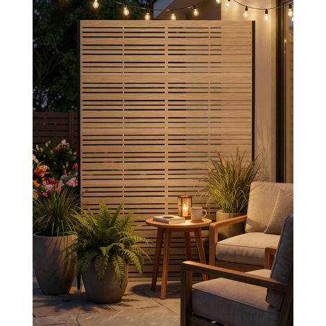 Brise-vue métallique de 183 cm de hauteur pour jardin, balcon, terrasse et fenêtre. Paravent autoportant fourni avec ancres au sol, revêtement par poudre antirouille, totalement résistant aux intempér (1/5)