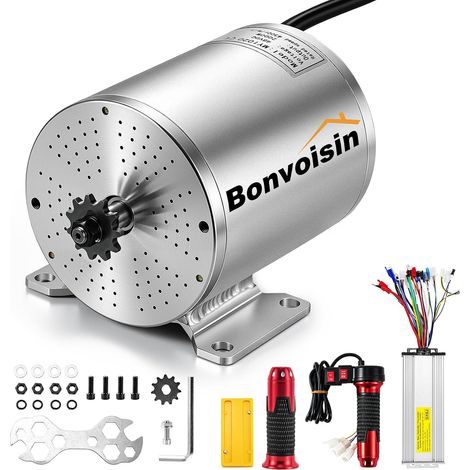 Bonvoisin Electric Brushless DC Motor Kit 48V 2000W 4300RPM Brushless DC Motor 48V 2000W 1.15m·kg 15 Mosfet Controller With Hall Sensor Electric Brake and 3 Speed Switch