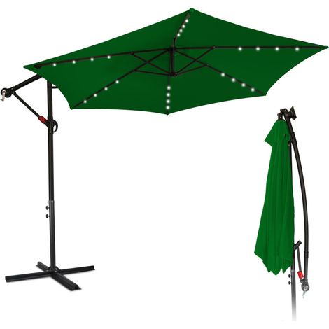 SWANEW Ombrellone Deporté Jardin Pavillon de jardin avec éclairage LED 350 cm - Verde (1/5)