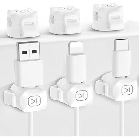 6 PCS Clips Câble Organisateur Bureau,Cable Clips Support de Câble,Fil fortement adhésif Support de chargeur,Blanc (1/5)