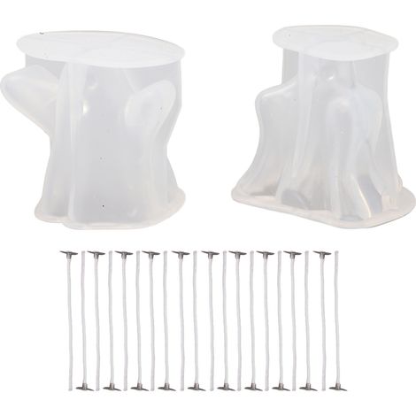Lot de 2 moules à bougies en silicone en forme de fantôme pour Halloween, lisses et lavables, pour la fabrication de bougies et les loisirs créatifs. (1/5)