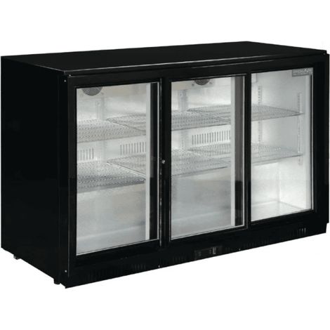 Arrière-bar 3 portes coulissantes vitrées 330 Litres noir, 350 W, 220 V - MONO